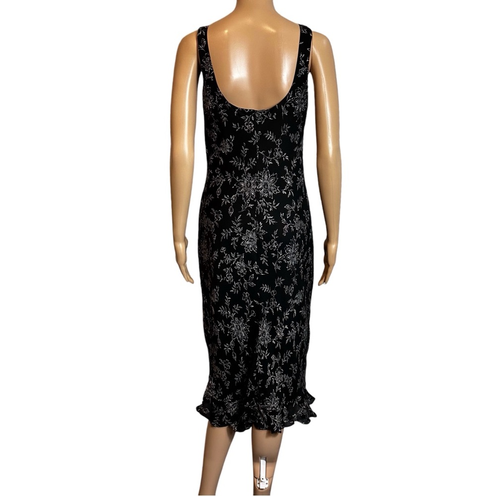 Vintage Ann Taylor Silk Floral Black Midi Dress - Picture 5 of 11